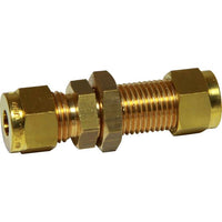 AG Brass Compression Bulkhead Coupling (1/4" OD / 3/8" Bulkhead) 1043L6