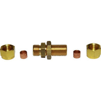 AG Brass Compression Bulkhead Coupling (1/4" OD / 3/8" Bulkhead) 1043L6