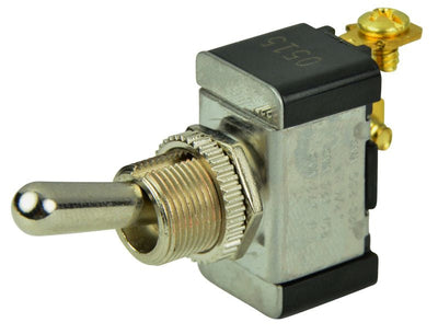 BEP 1002002 SPST Chrome Plated Toggle Switch -Off/(On)