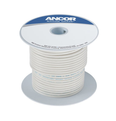 Ancor Tinned Copper Wire, 18 AWG (0.8mm²), White - 100ft