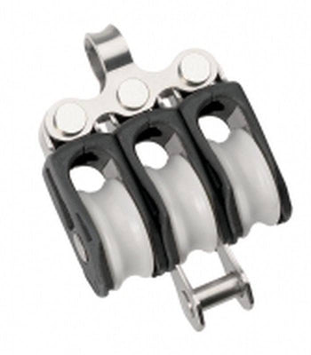 Ball bearing Sheave Triple- fixed eye + becket - ChasNewensMarine