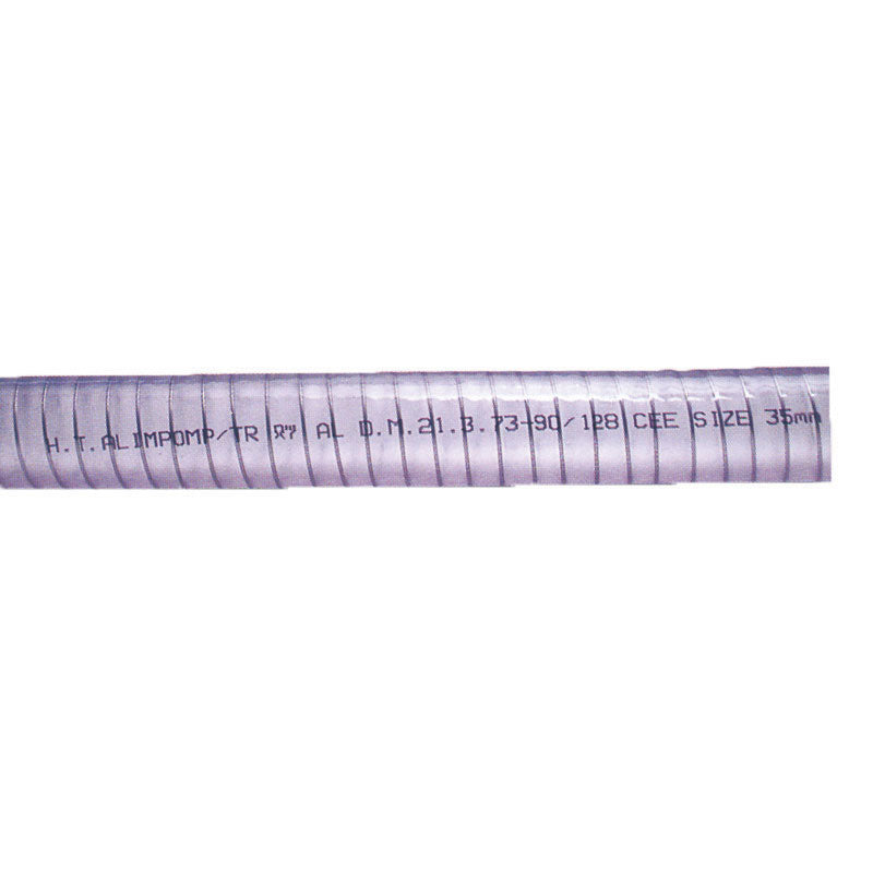 Liquid discharge and water delivery hose pvc clear with internal spiral, 13mm, 1/2''