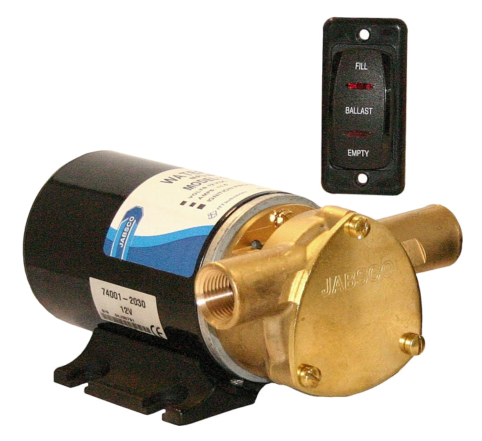 Wakeboard and Ski Boat Ballast pump 12 volt d.c. Connections for 25mm (1”) bore hose or use ½” hose adapters - Jabsco 18220-1127