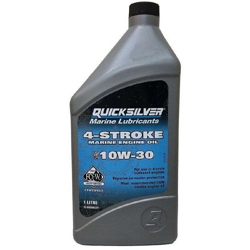 Quicksilver 4 Stroke Marine Engine Outboard Oil 10W-30 - 1 Litre  92-8M0086220   Mercury Mariner Spares & Parts