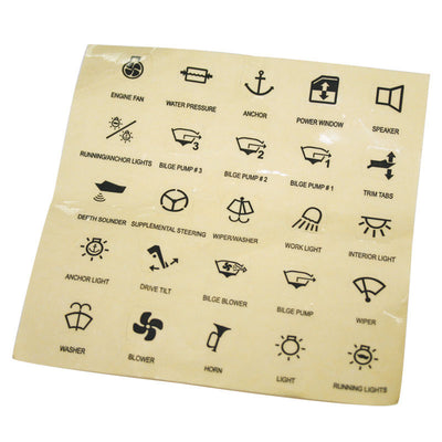 Self-adhesive transparent function labels for 99726, 99728-30 - 25pcs Set by Lalizas