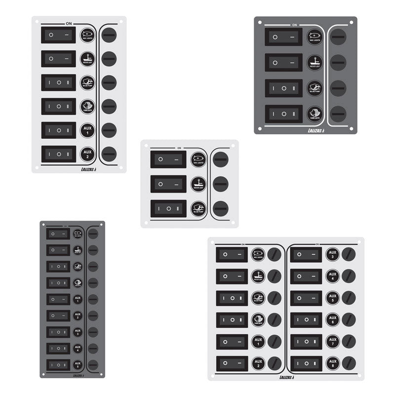 Switch panel ''Sp9 Ultra'', 9 waterproof switches, Inox 316, charcoal, 12/24V