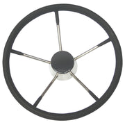 Steering wheel, stainless steel with black foam, by Lalizas