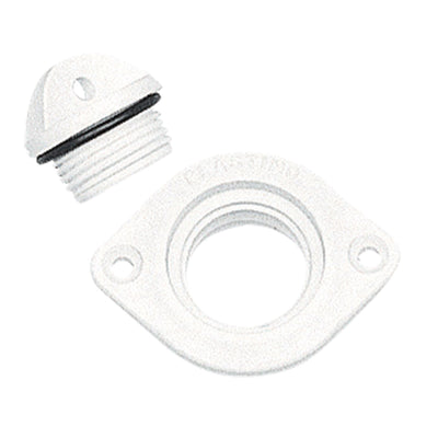 Drain Socket with Plug, Oval with 2 Holes, 48x36mm, White by Lalizas