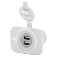 Dual USB Charger Receptacle 12-24V, White, OEM