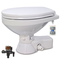 QUIET FLUSH ELECTRIC TOILET Fresh water flush models, Regular bowl size, 12 volt dc with Soft Close seat and cover - Jabsco 37045-4192
