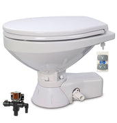 QUIET FLUSH ELECTRIC TOILET Fresh water flush models, Regular bowl size, 12 volt dc with Soft Close seat and cover - Jabsco 37045-4192