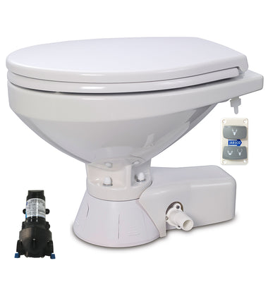 QUIET FLUSH ELECTRIC TOILET Sea or river water flush models, Regular bowl size, 24 volt dc with Soft Close seat and cover - Jabsco 37245-4194