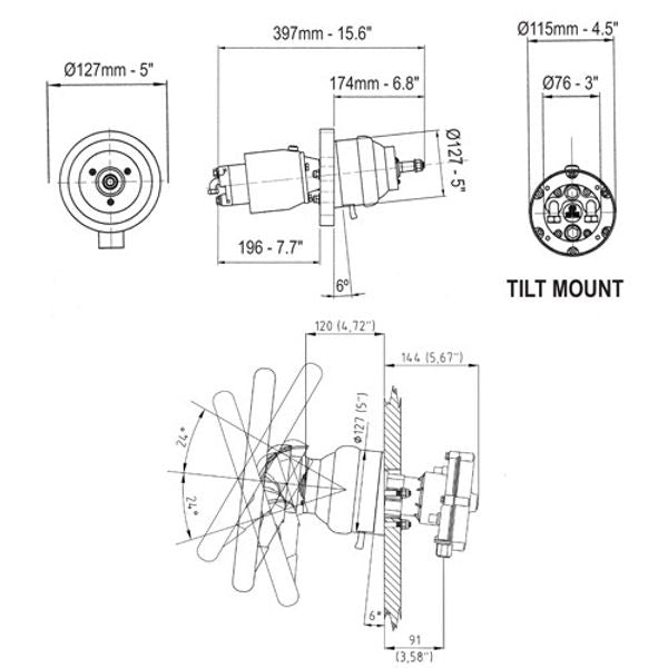 Ultraflex UP33T Tilt Mount Hydraulic Helm 33cc