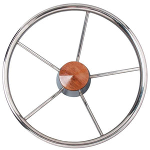 Ultraflex Steering Wheel with Wood Cap (400mm / Stainless Steel)