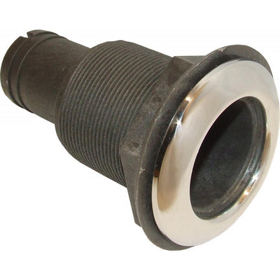 Seaflow Plastic Skin Fitting with Stainless Steel Cap (38mm Hose Tail)  403726 - ChasNewensMarine