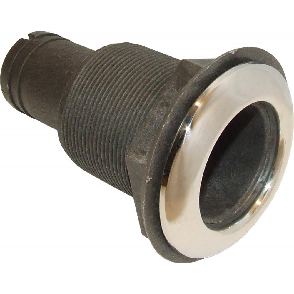 Seaflow Plastic Skin Fitting with Stainless Steel Cap (38mm Hose Tail)  403726 - ChasNewensMarine