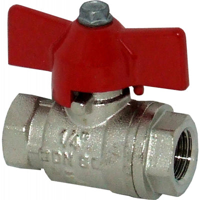 Maestrini Brass Tee Handle Ball Valve (Female Each End / 1/4