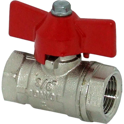 Maestrini Brass Tee Handle Ball Valve (Female Each End / 3/8