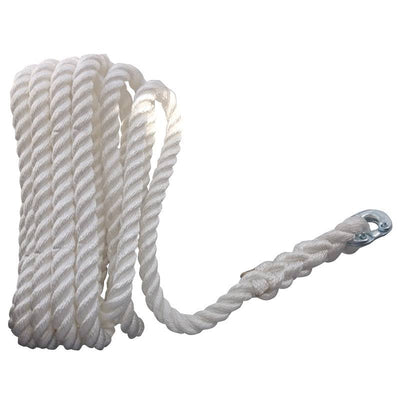 CABO Rope for chain rode use, three strand with connection, Nylon, White by Lalizas