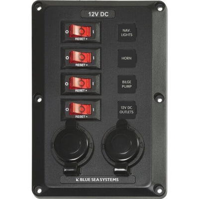 4 Position with 12V Sockets, BelowDeck Circuit Breaker Panel