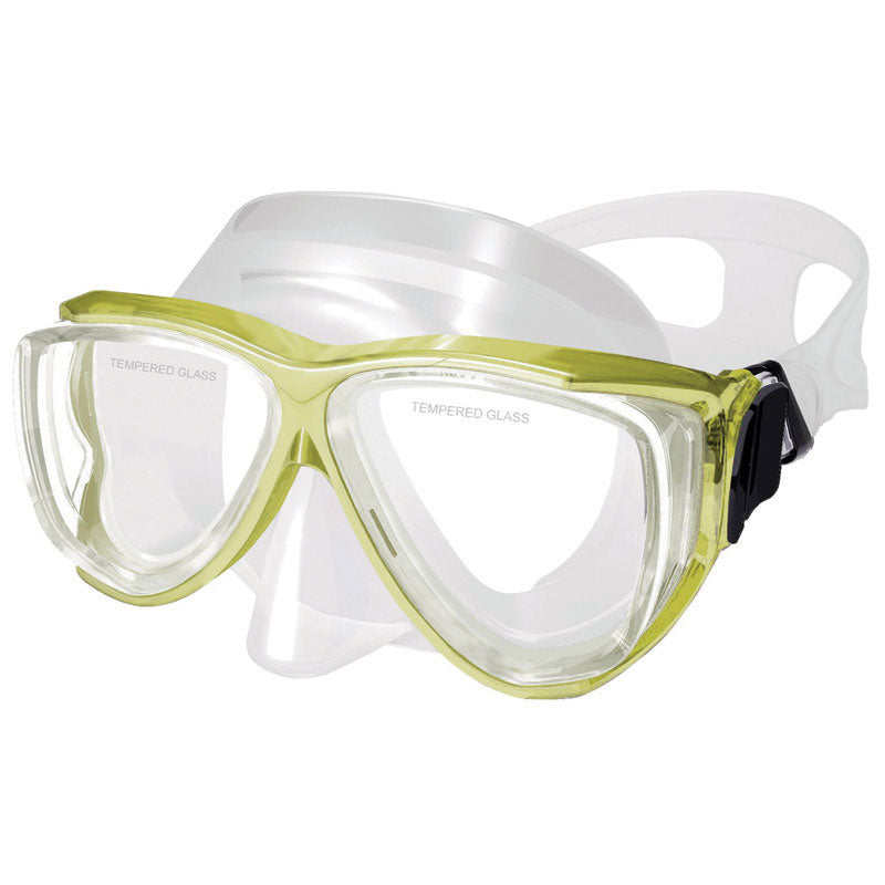 Silicone Mask , Dual Windows, w/ tempered glass,junior, yellow by Lalizas