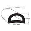 Wilks PVC 50 Fender D Section (32 x 20mm x 15m / Black)