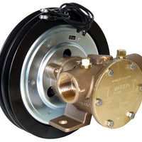 1" bronze pump, 80-size, foot mounted with BSP threaded ports 12 volt d.c. electric clutch with 2A pulley - Jabsco 50080-2001