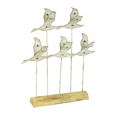 Flying Seabirds on Wooden Stand