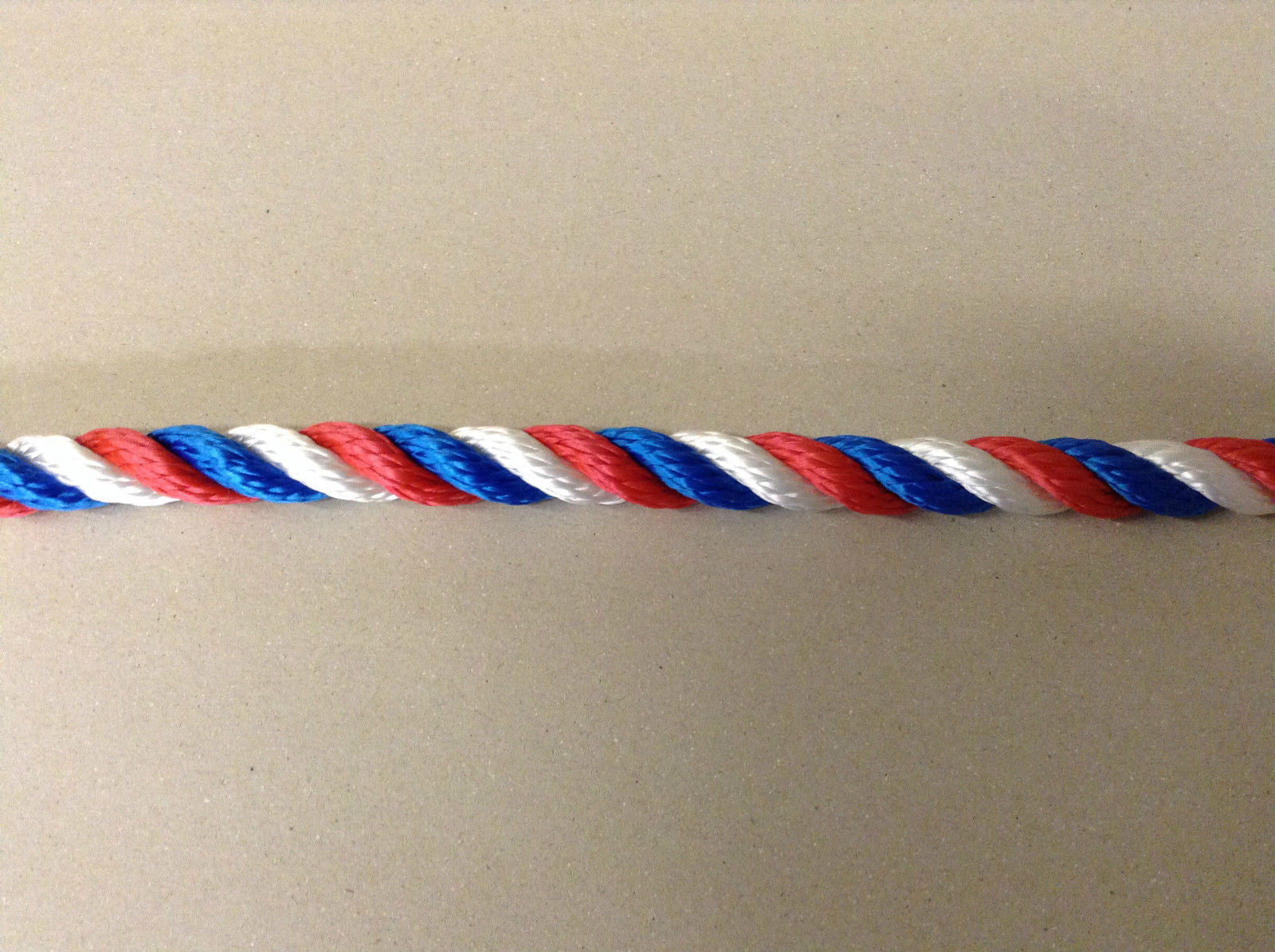 3 Strand Polyester Rope in Red Yellow & Green or Red White & Blue