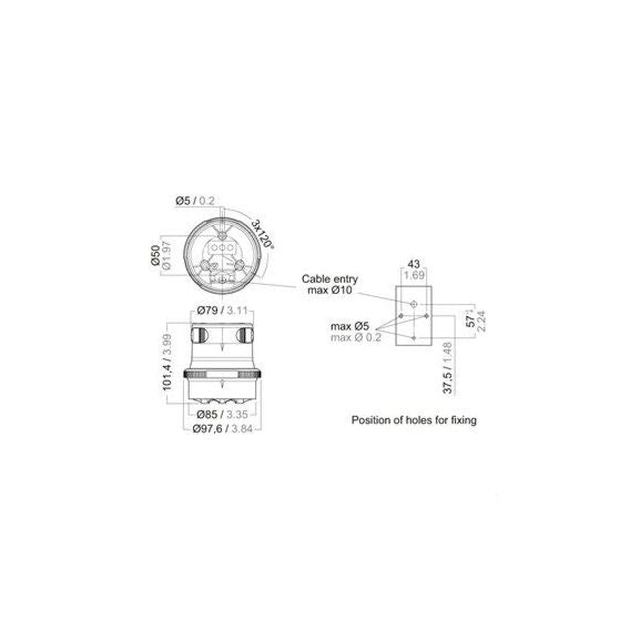 Aqua Signal Series 34 LED-12/24V Tricolour