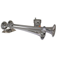 Marinco Dual Trumpet Air Horn 17" Chrome 24V 10A 121db - ChasNewensMarine