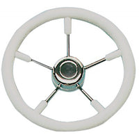 Drive Force Stainless Steel Steering Wheel (White Padded Rim / 350mm)  611262