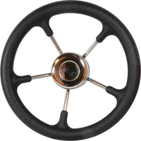 Drive Force Stainless Steel Steering Wheel (Black Padded Rim / 320mm)  611270 - ChasNewensMarine