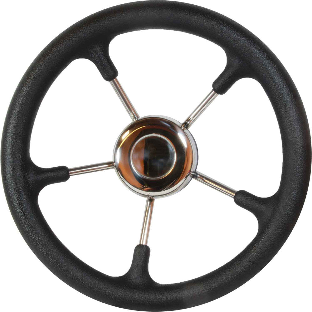 Drive Force Stainless Steel Steering Wheel (Black Padded Rim / 320mm)  611270 - ChasNewensMarine