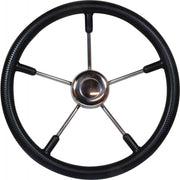 Drive Force Stainless Steel Steering Wheel (Black Padded Rim / 400mm)  611275 - ChasNewensMarine