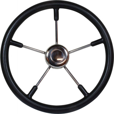 Drive Force Stainless Steel Steering Wheel (Black Padded Rim / 400mm)  611275