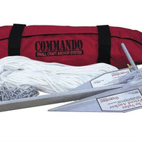 Commando Small Boat Anchor System - for Boats up to 16ft - includes Fortress G5 anchor, 150ft of rope, 6ft of chain, shackle and storage bag