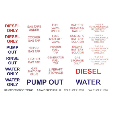 Printed Legend Sheet for Safety Scheme Equipment Identification  708085