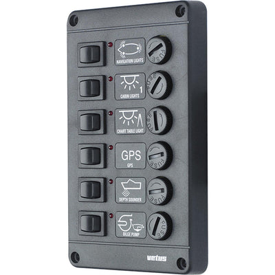 Vetus P6F24 Vertical Switch Panel 6 Way (24V / Fused)  711226