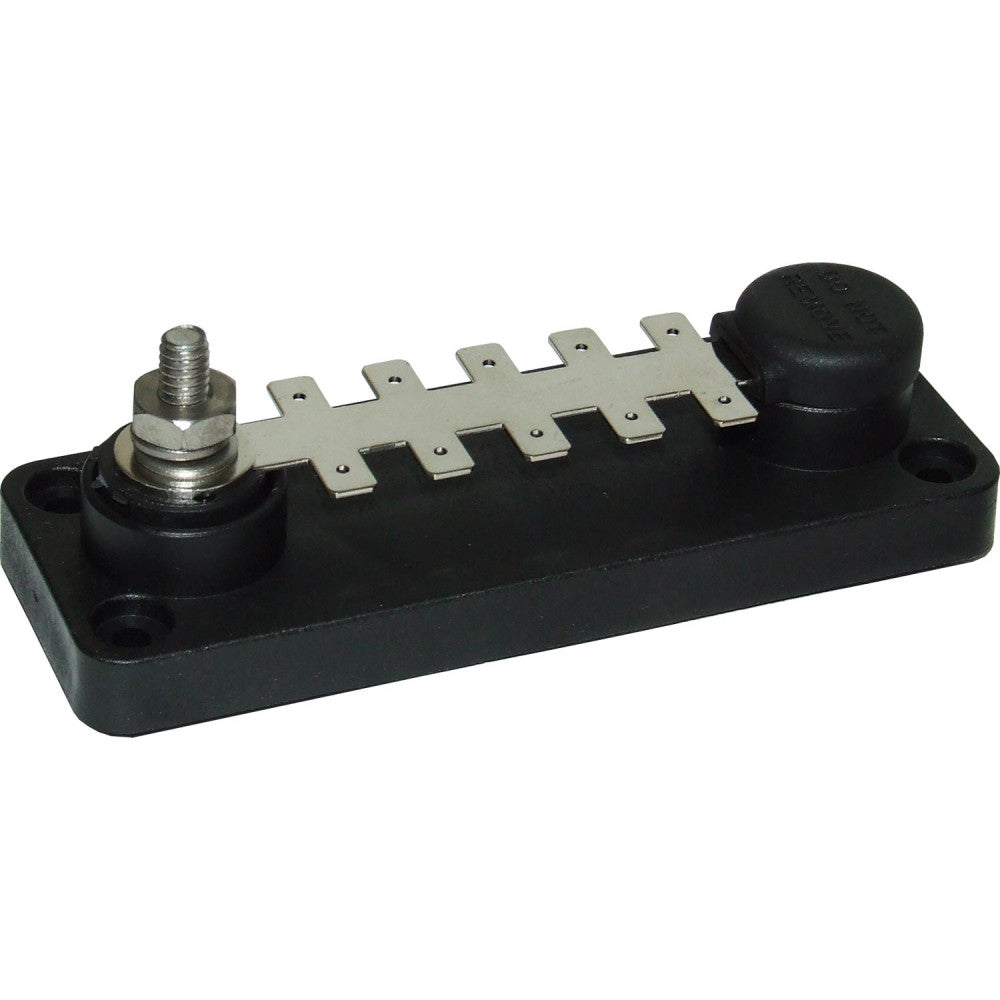 VTE Black Power Distribution Busbar (1 x 1/4" Post & 10 x 6.3mm Tabs)  729281 - ChasNewensMarine