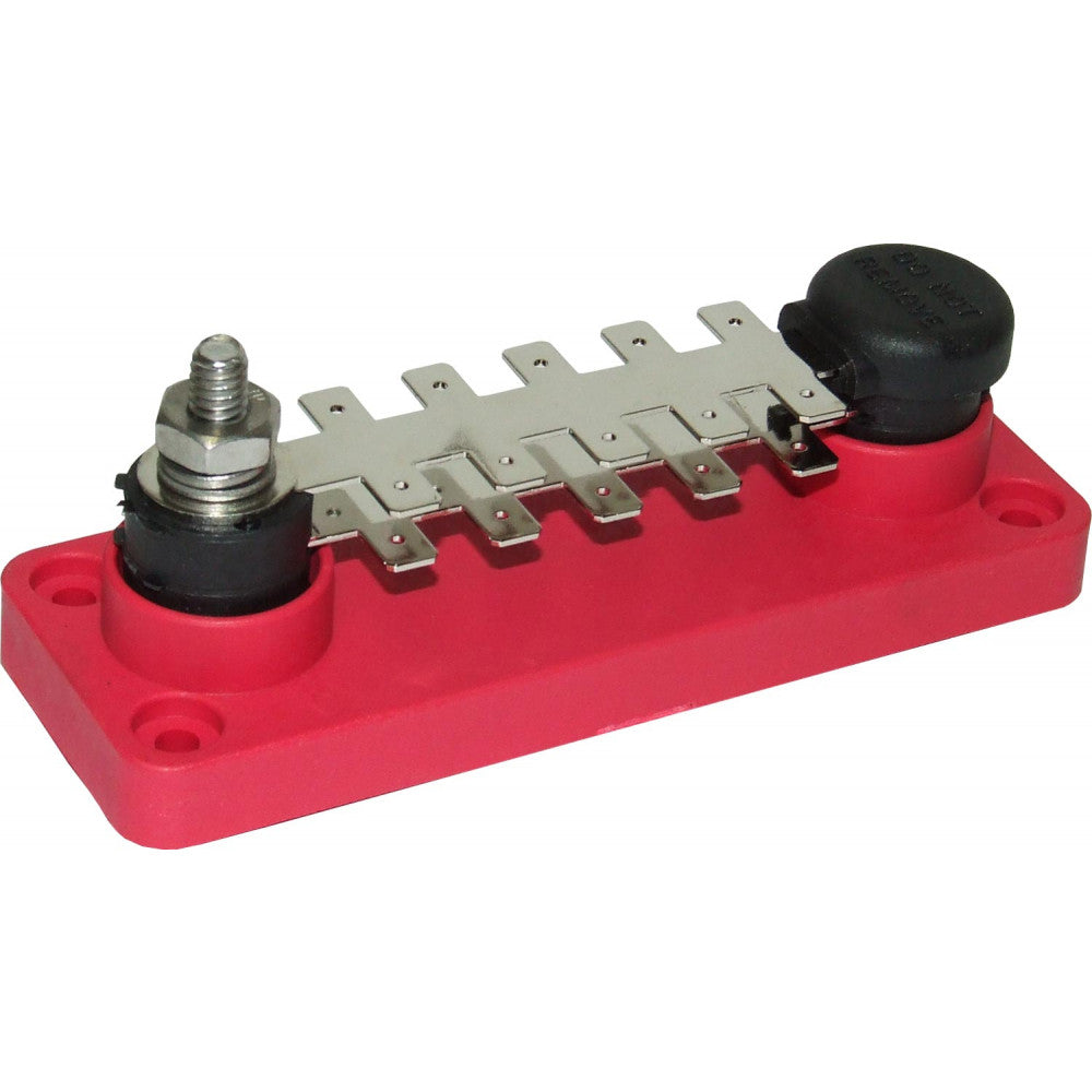 VTE Red Power Distribution Busbar (1 x 1/4" Post & 20 x 6.3mm Tabs)  729284 - ChasNewensMarine