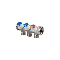 Nickel Plated Manifold with Valves F-M 3/4" x 1/2", 2 Ways
