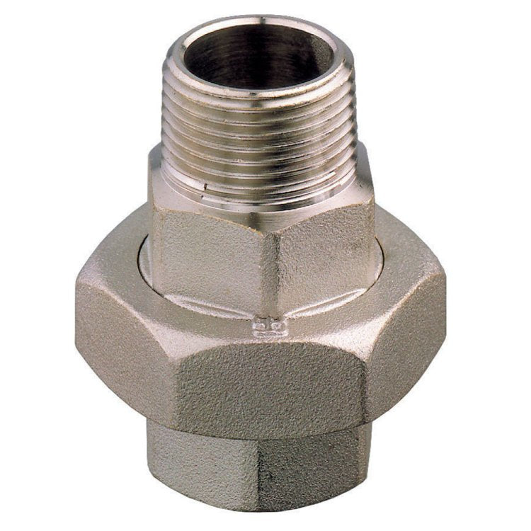 Nickel Plated Union M-F Tapered Seat & O-Ring 1"1/2