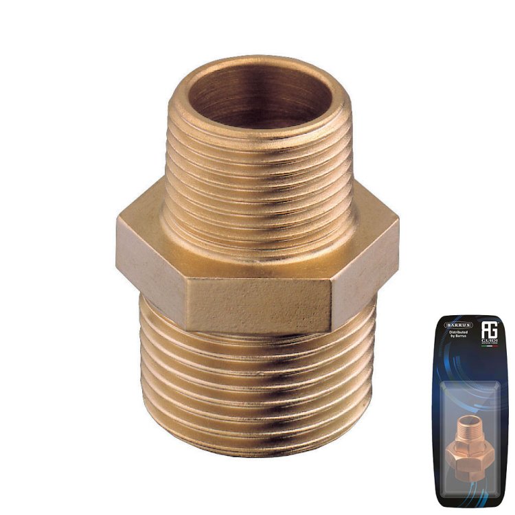 Brass Reducing Nipple M-M 3/8"x1/8" - Retail Pack