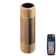 Brass Barrel Nipple Male 2"x100mm - Retail Pack