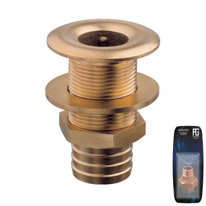 Brass Thru-Hull Connection With Hose Adaptor 1" - Retail Pack