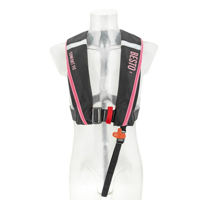 Besto Comfort Fit 180N Enhanced Style Auto/Harness Lifejacket - Black/Pink