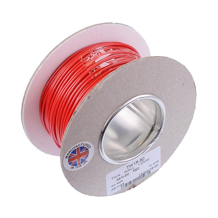 AMC 1mm Thin Wall 32/0.2 mm Cable 50 m Red