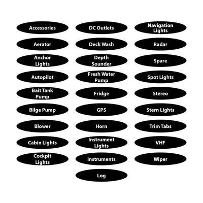 BEP Label Pack For Waterproof Series Switch Panels 900-WP