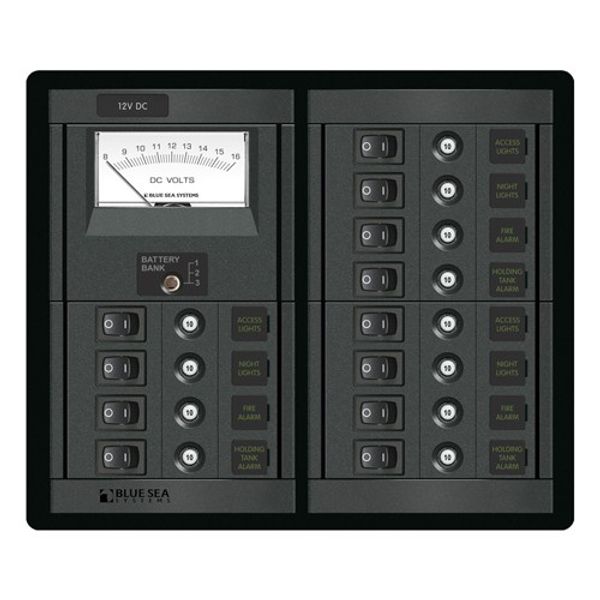 Blue Sea 360 DC Circuit Breaker Panel 12 Position + Meter - ChasNewensMarine